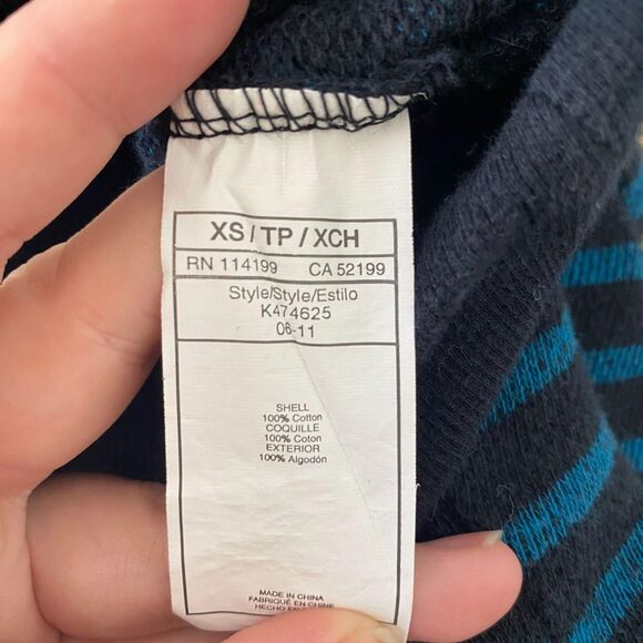 Roxy Early 2000's Whimsygoth Grunge Black Blue Striped Hoodie Long Sleeve XS - Picture 7 of 8